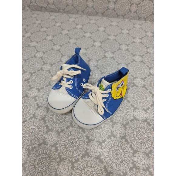 Vintage Sesame Street Big Bird Soft High Top Shoes Size 4 Infant Baby‎ Sneakers - Picture 1 of 10